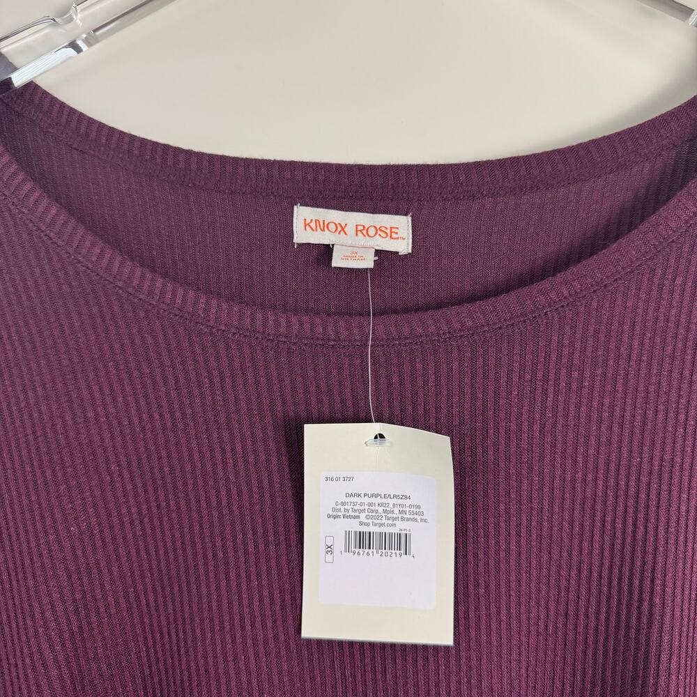 Knox Rose Dark Purple Ribbed Oversized Knit Top NWT 3X - Picture 6 of 8